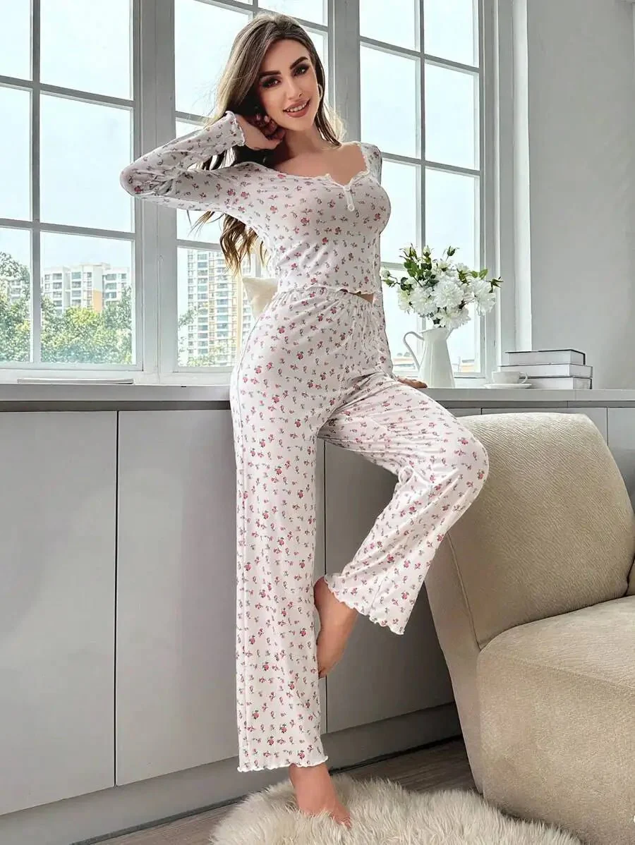 Long Sleeve Floral Pyjama Set - Image 7