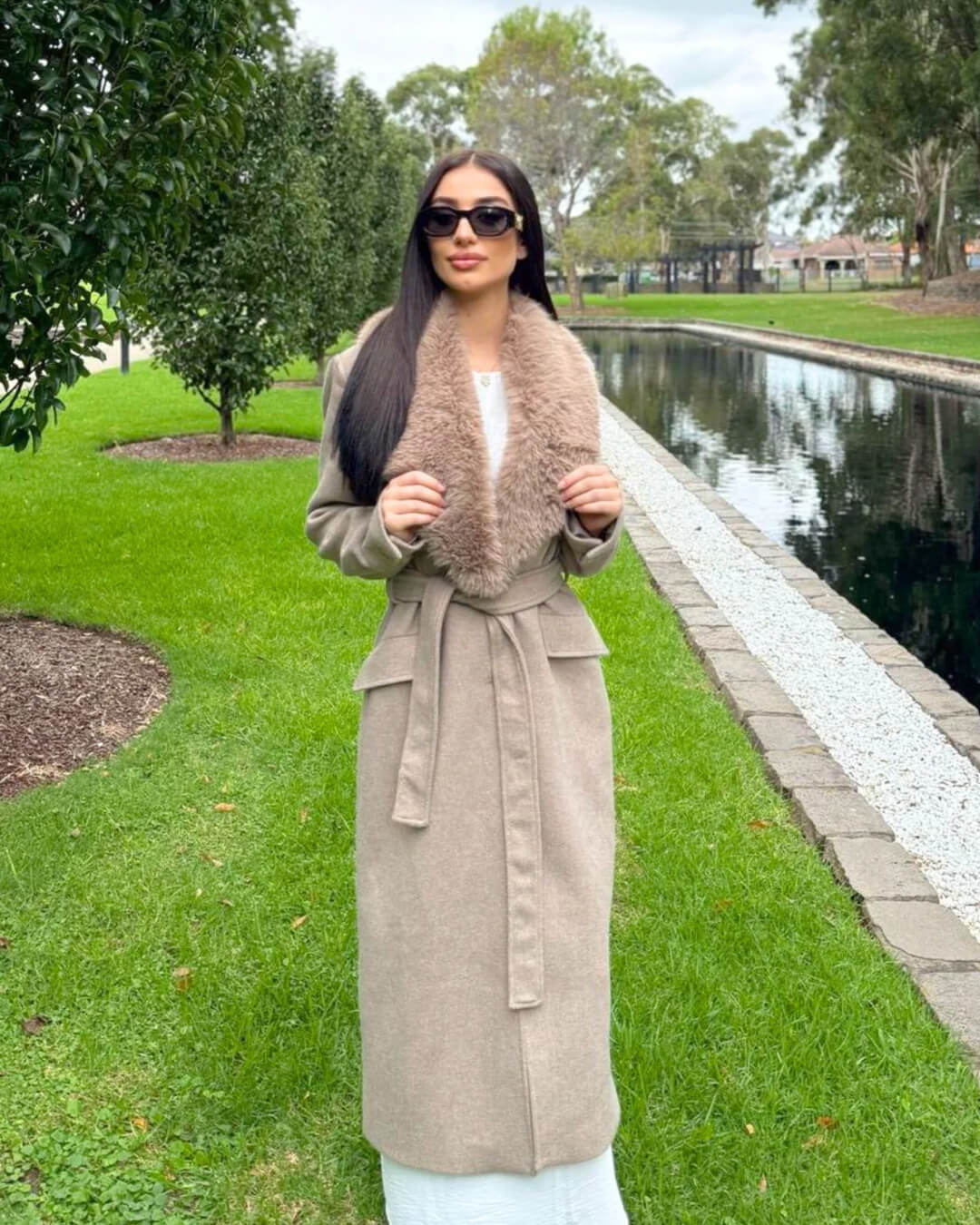 Flora Faux Fur Collar Maxi Coat - Image 2