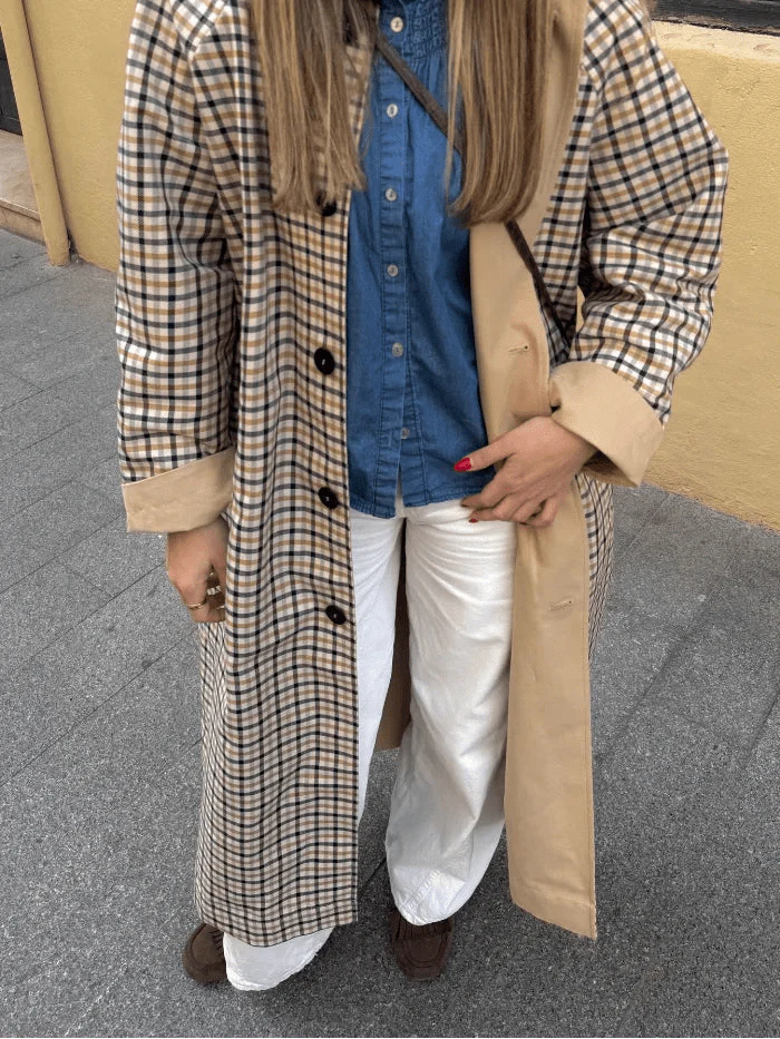 Florence Reversible Plaid Long Coat - Image 2