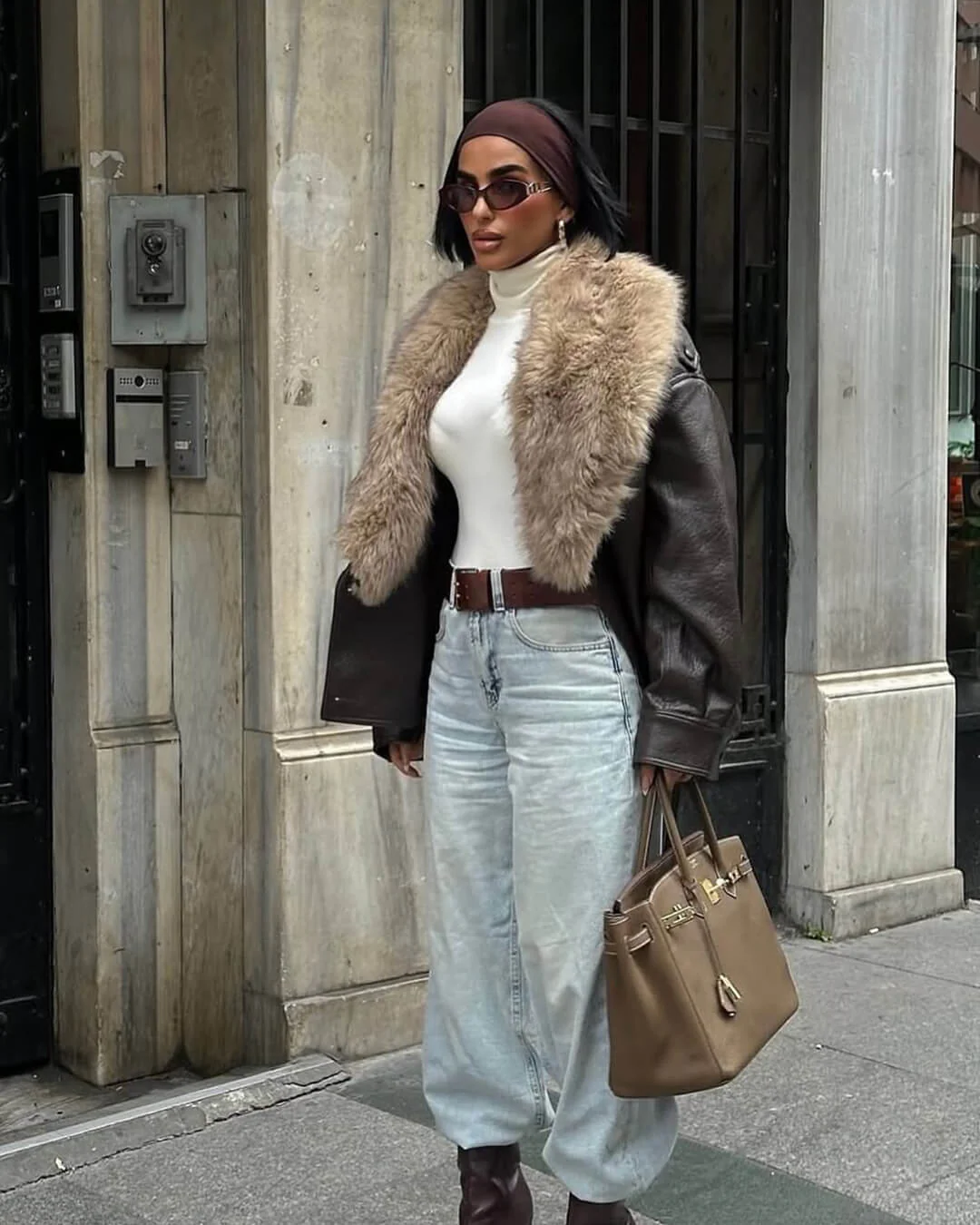 Francesca Faux Leather Jacket with Detachable Fur Collar - Image 2