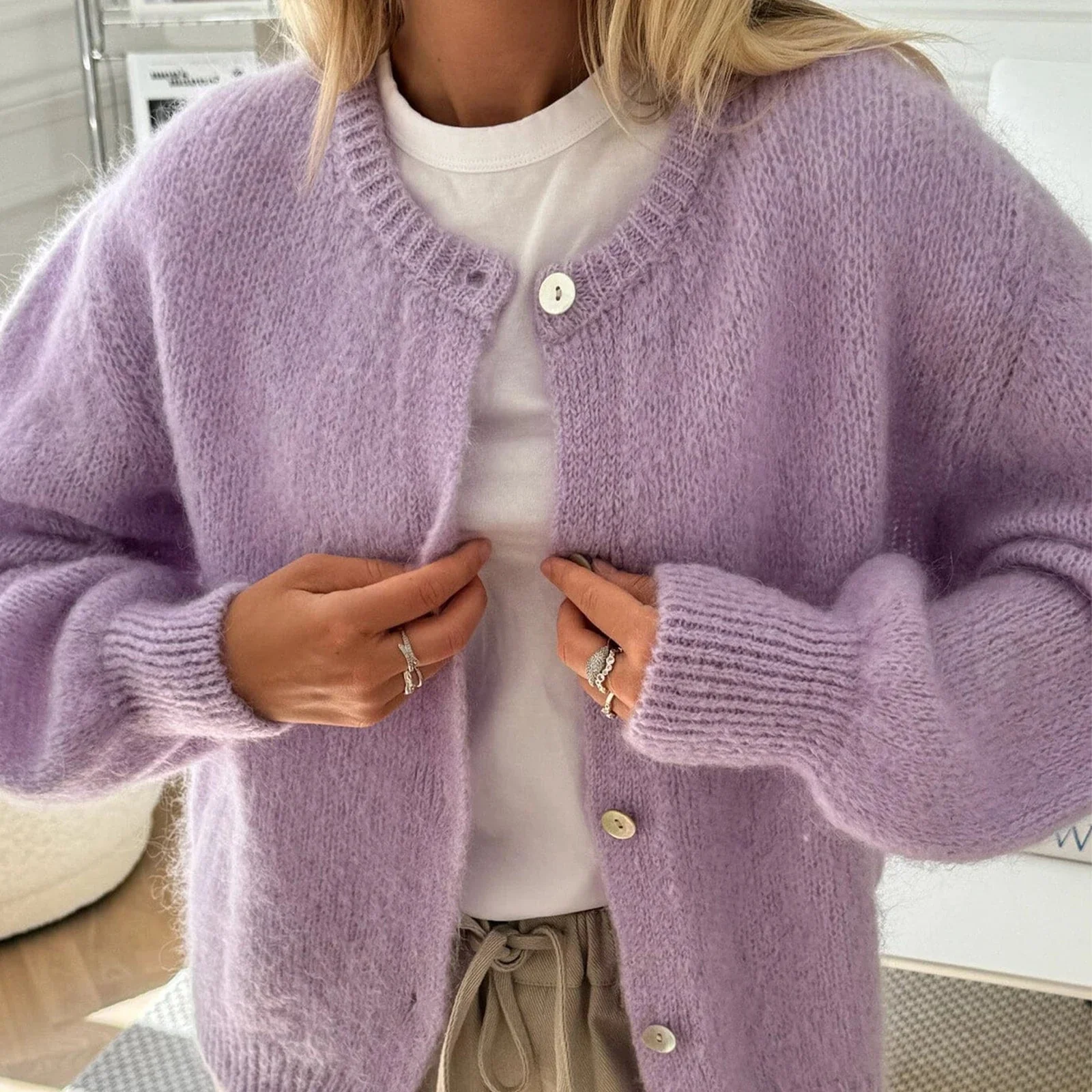 Freya Fuzzy Knit Cardigan - Image 5