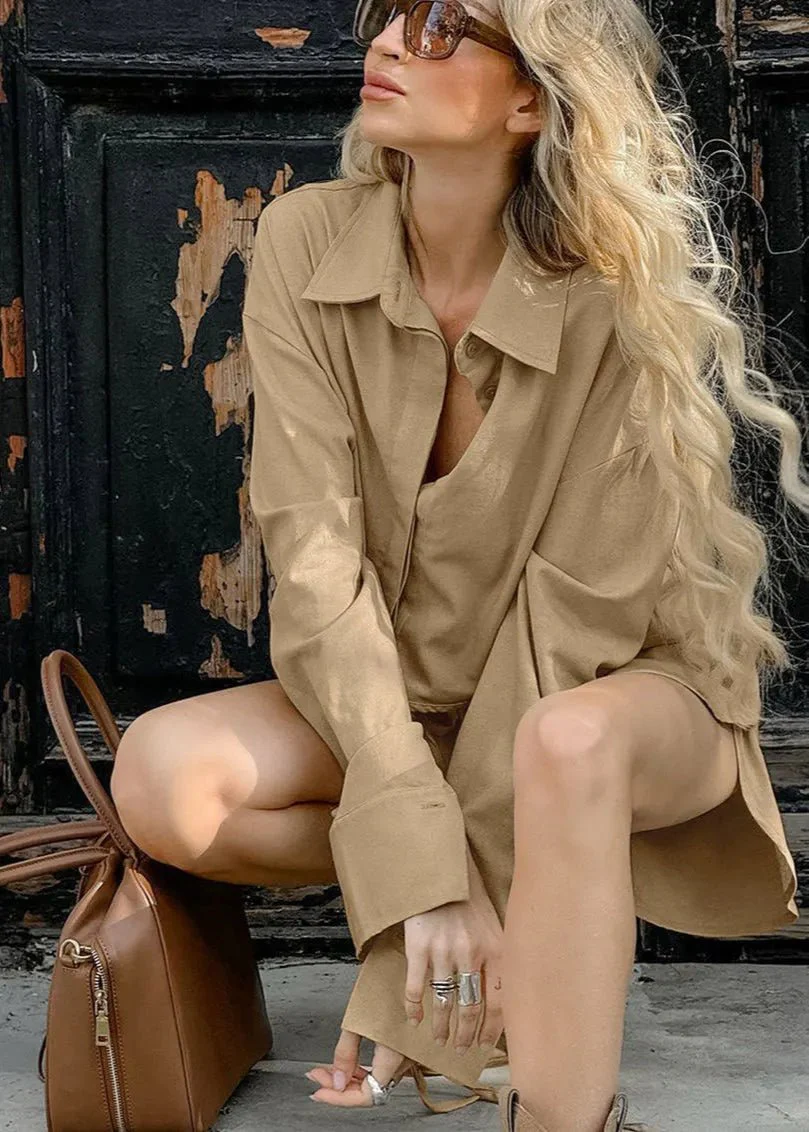 Gabrielle Cropped Shirt & Drawstring Shorts Set - Image 3