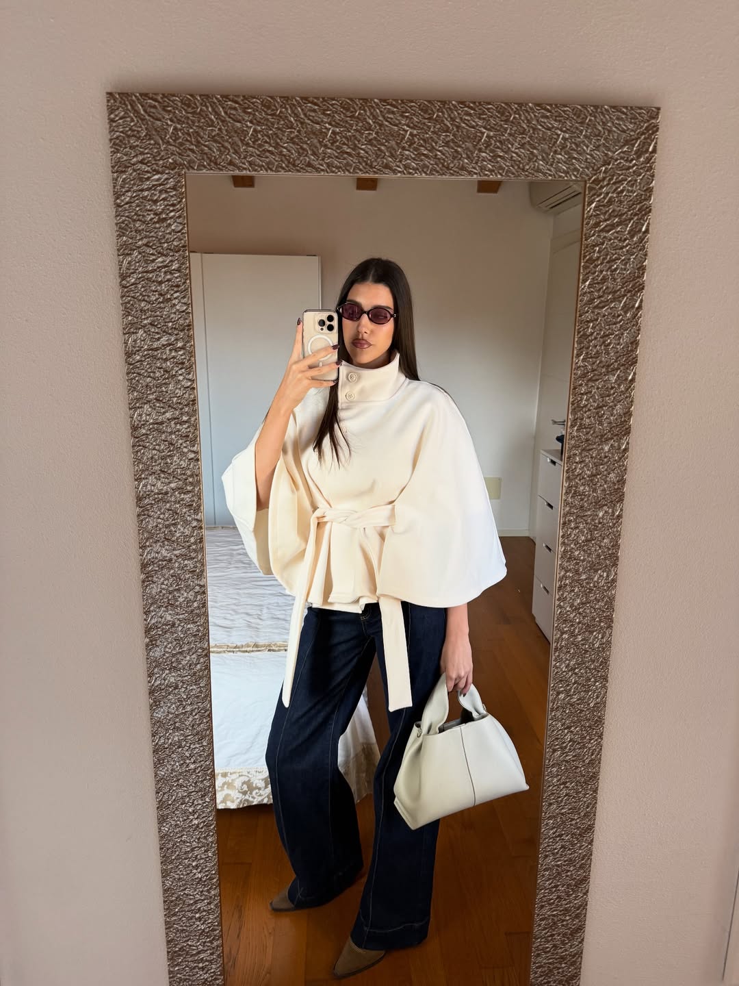 Gianna Elegant High-Neck Belted Cape Jacket - Image 7