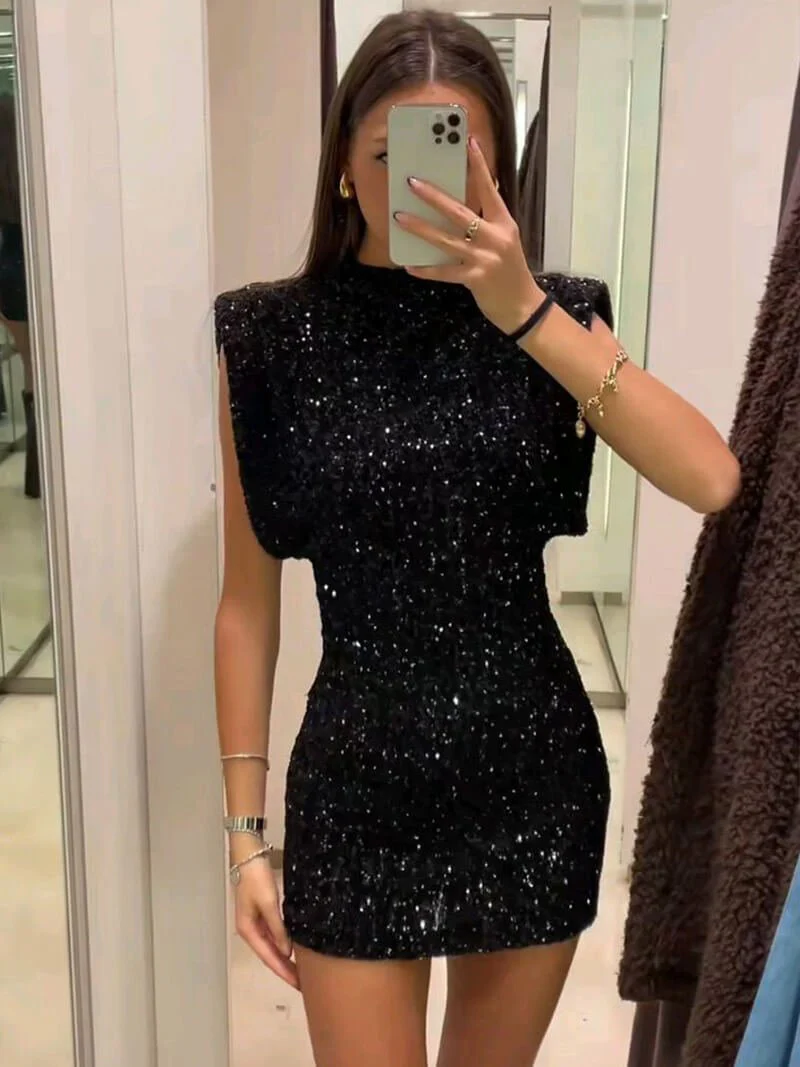 Gillian Glitter Mini Dress - Image 4