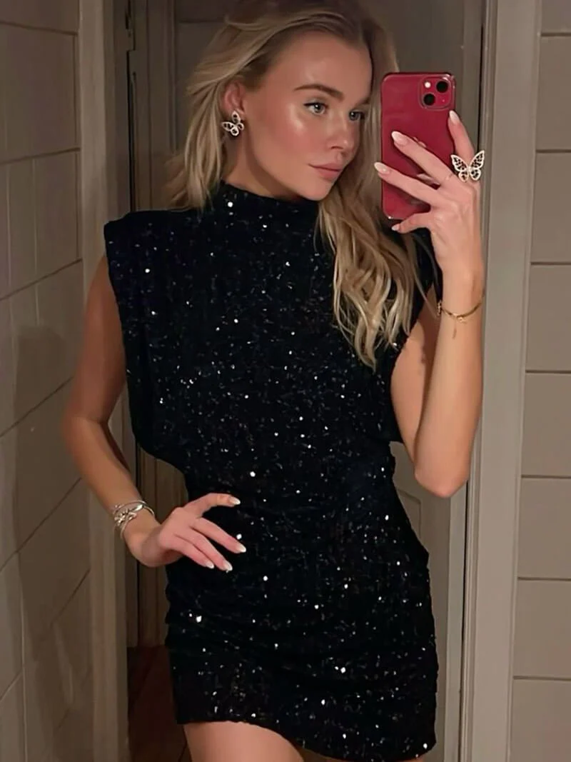 Gillian Glitter Mini Dress - Image 5