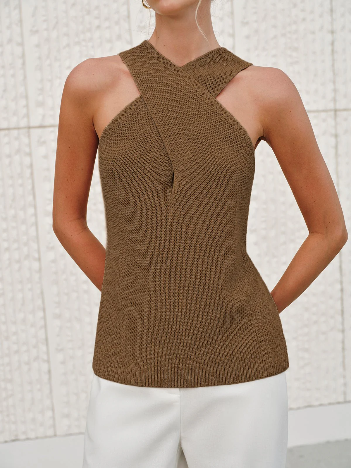 Ginny Halter Cross-Over Collar Tank Top - Image 7
