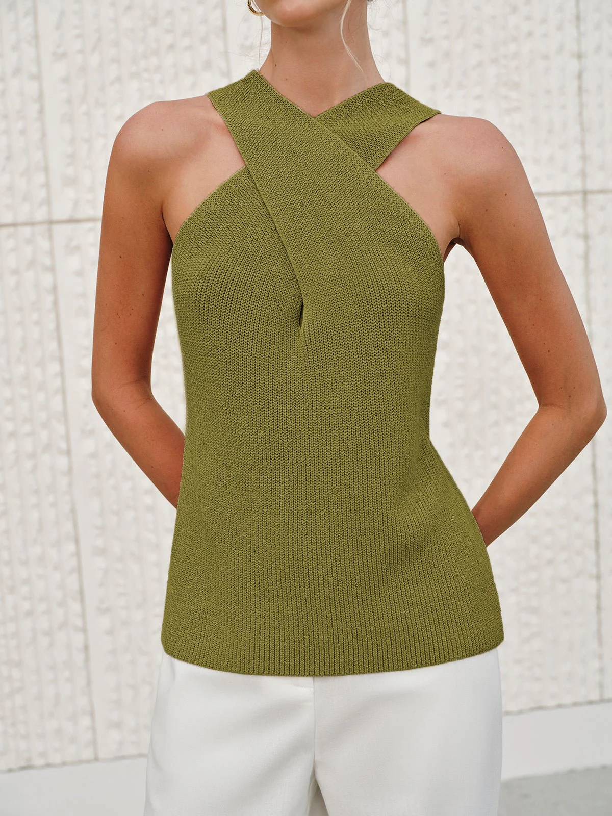 Ginny Halter Cross-Over Collar Tank Top - Image 9
