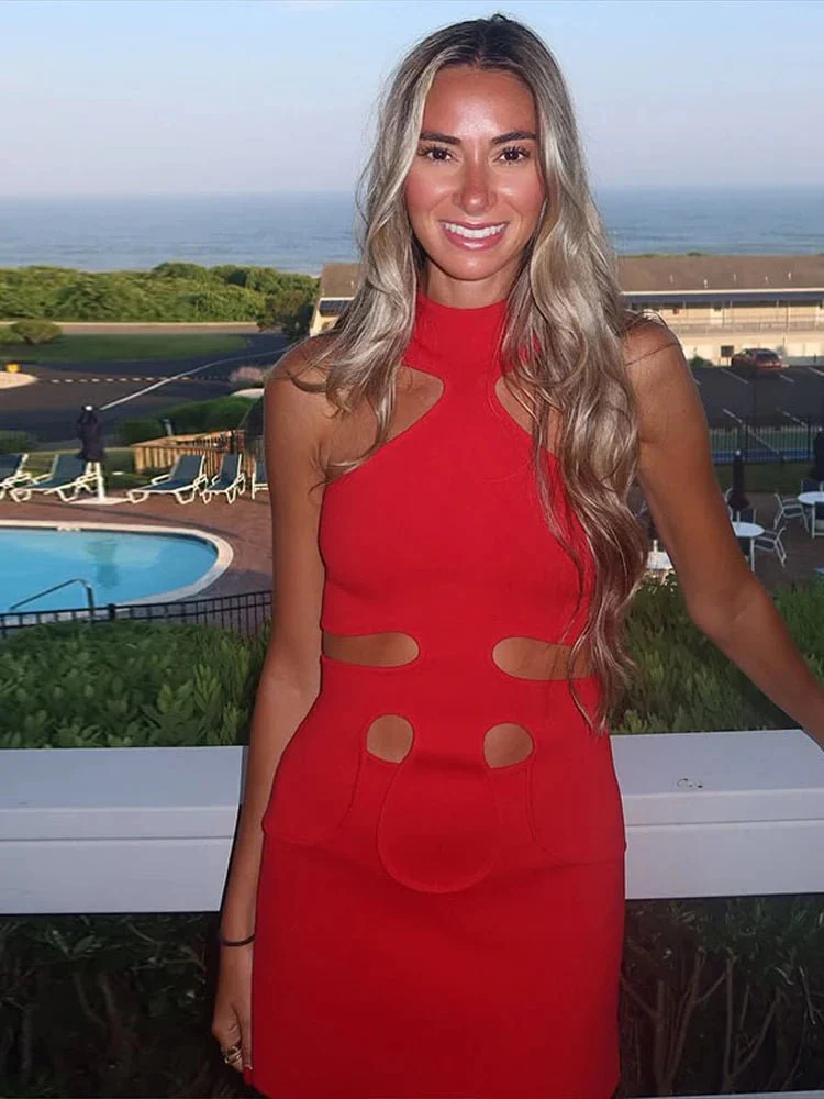 Gisele Off-Shoulder Halter Mini Dress - Image 6
