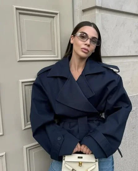 Hailey Crop Trench Coat - Image 2