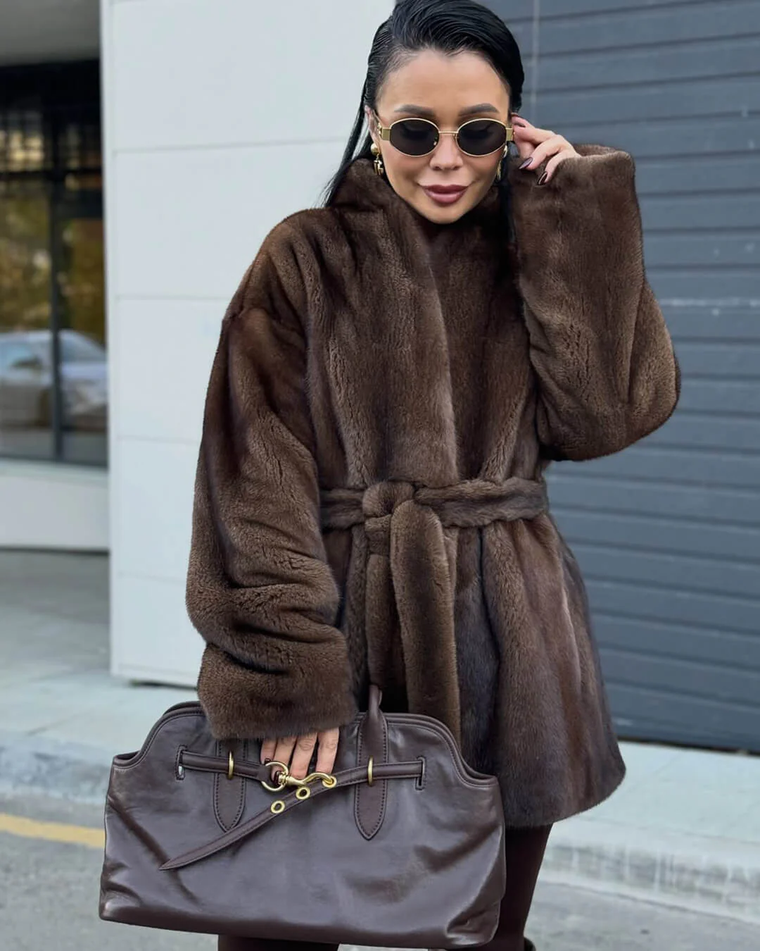 Hazel Belted Faux Fur Jacket - Image 4