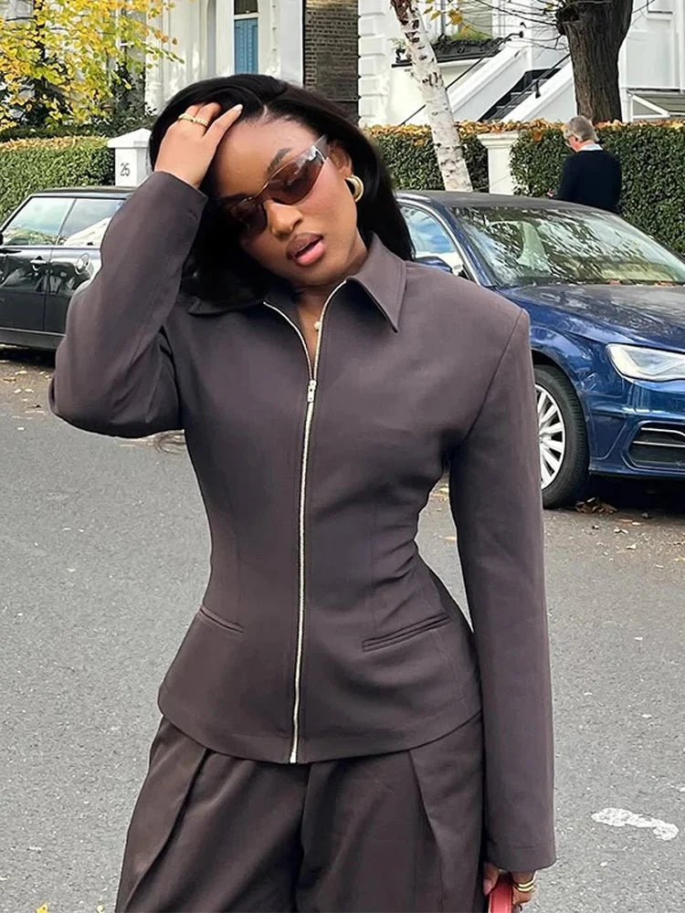 Hazeline Zip-Up Cinched Waist Jacket - Image 2