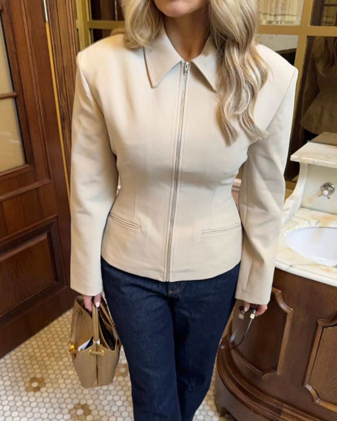 Hazeline Zip-Up Cinched Waist Jacket - Image 5