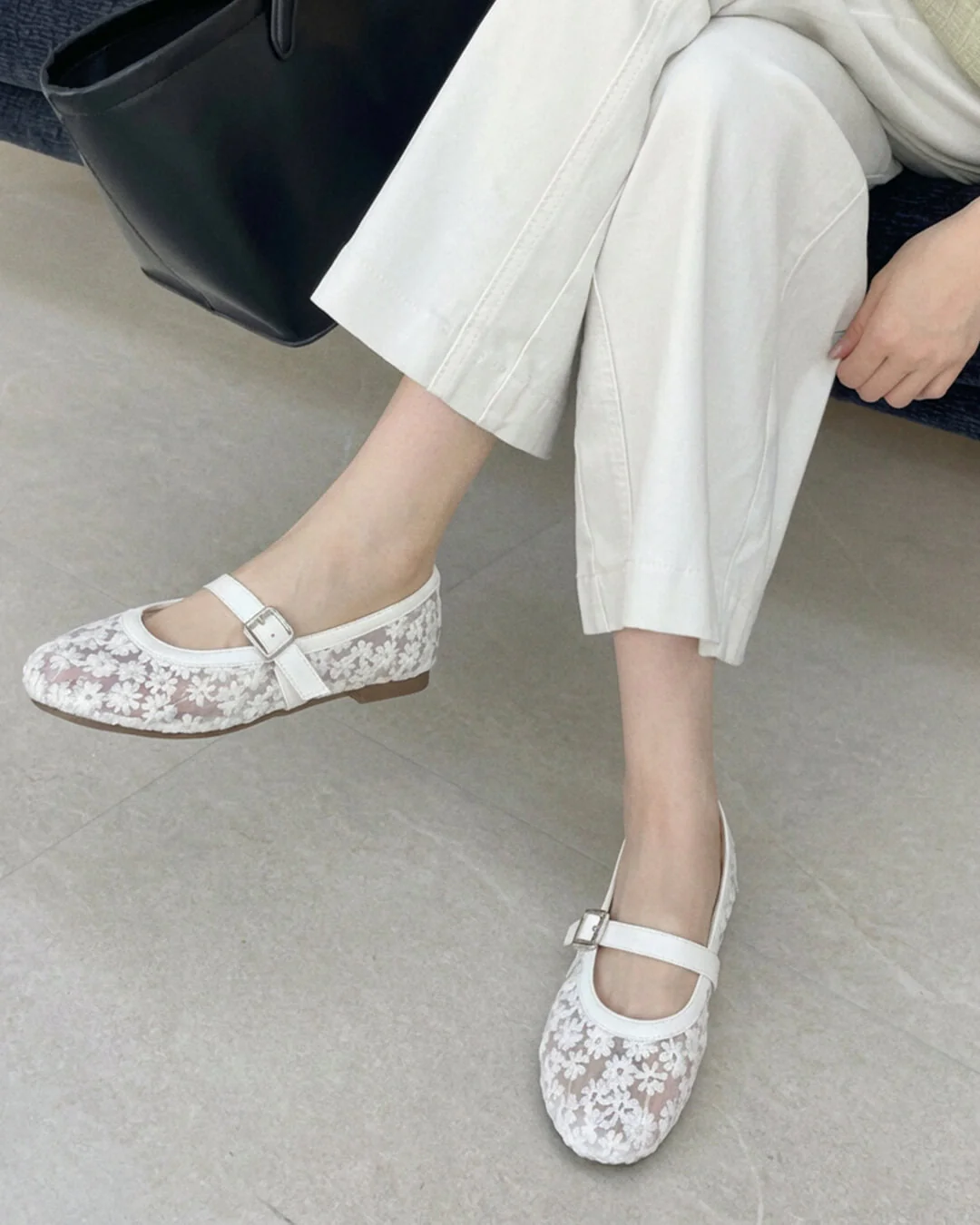 Helen Mesh Mary Jane Ballet Flats - Image 4
