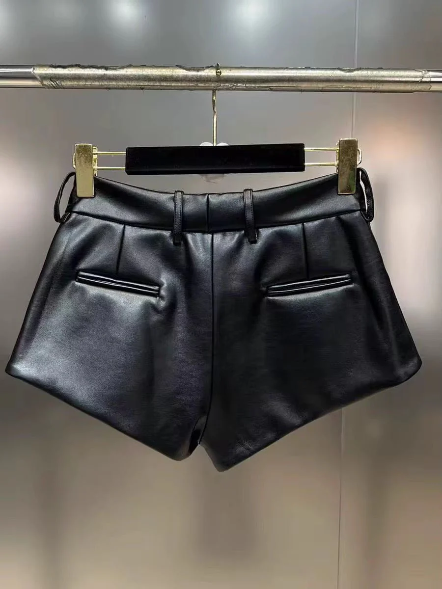 Henna Mini Leather Shorts - Image 4