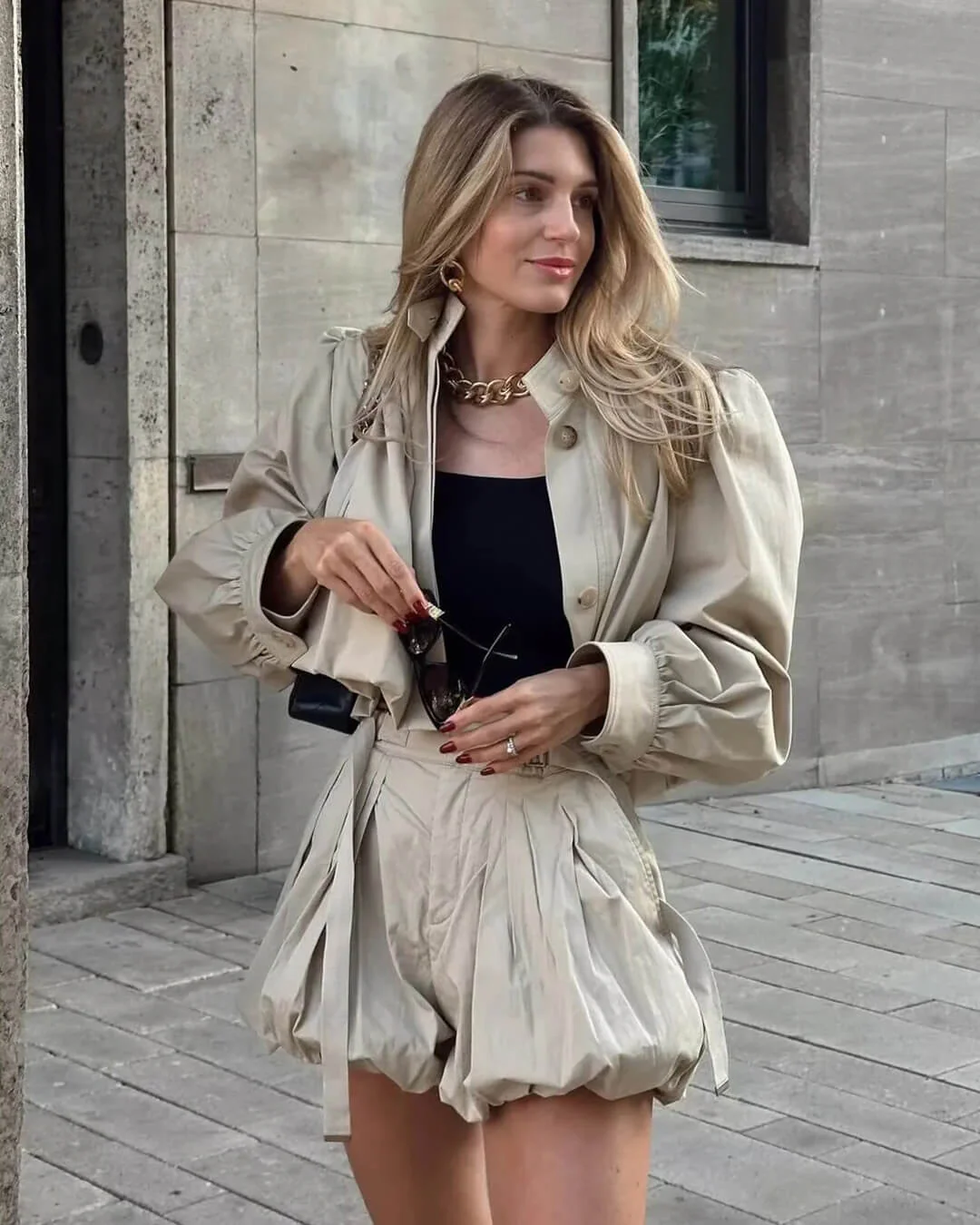 Hilda High Neck Pleated Jacket