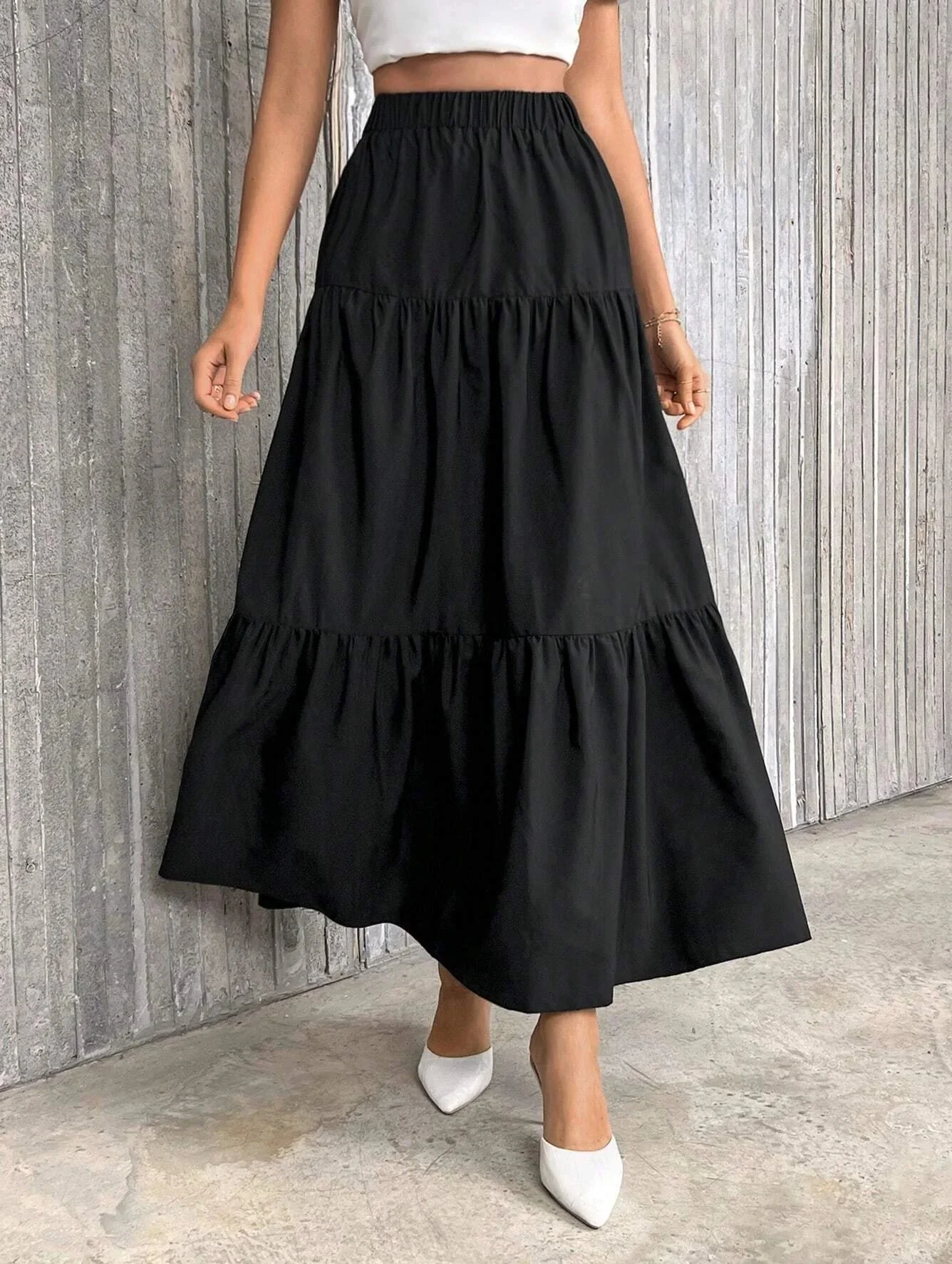 Idalia High Waist Flounce Hem A-Line Skirt - Image 3