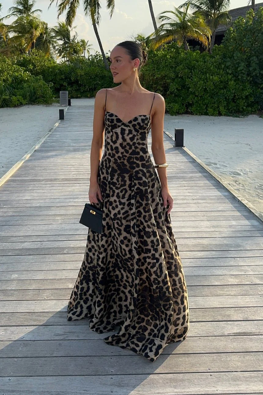 Imogen Leopard Print Spaghetti Strap Maxi Dress - Image 4