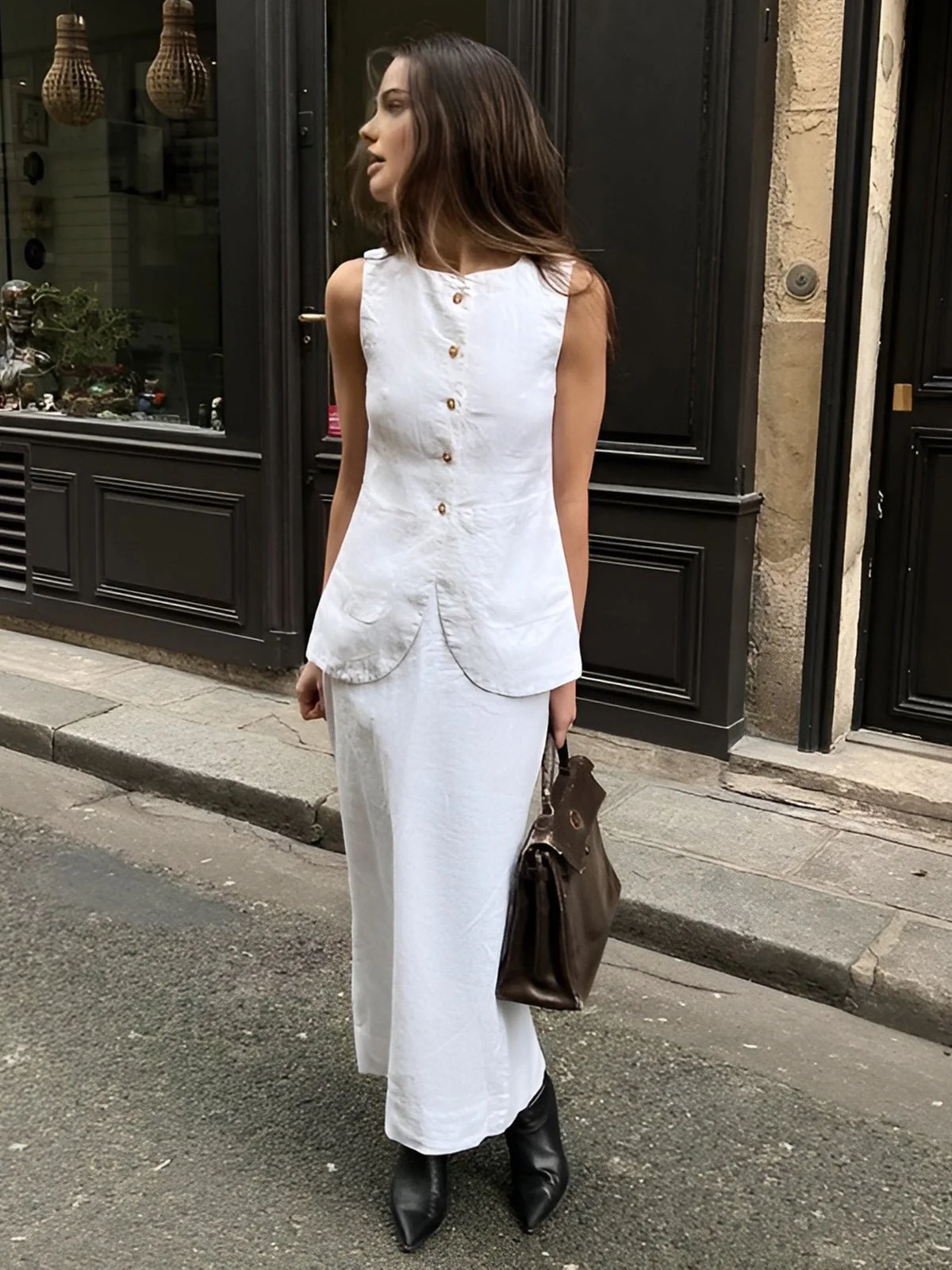 Irma Sleeveless Linen Set