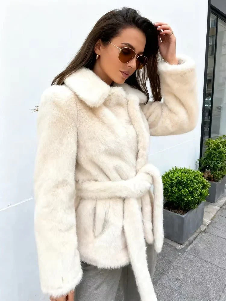 Isabelle Belted Faux Fur Coat - Image 3