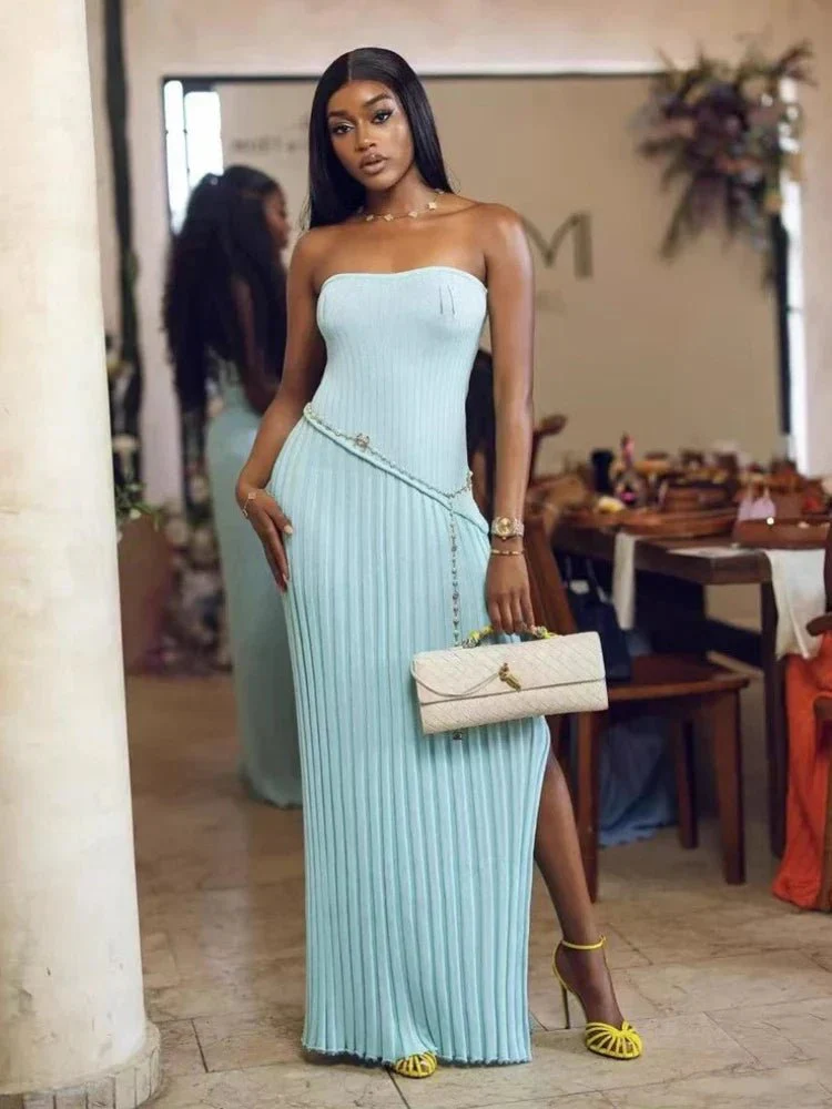 Isadora Strapless Side-Slit Knit Maxi Dress - Image 2