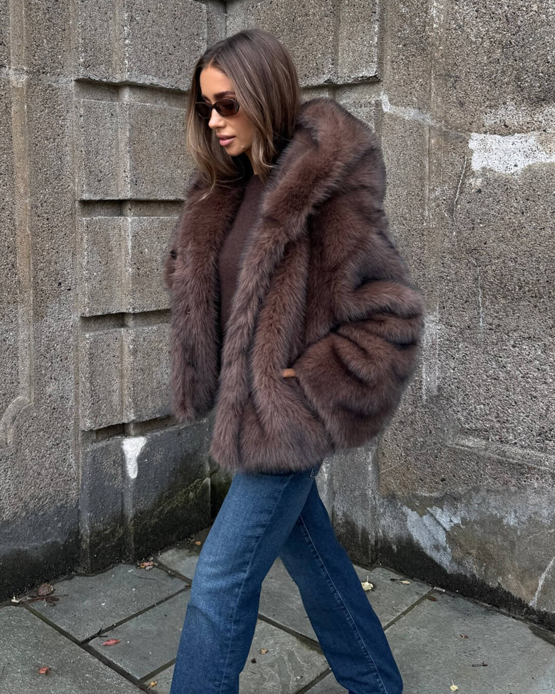 Ivy Faux Fur Hooded Short Coat - Image 3