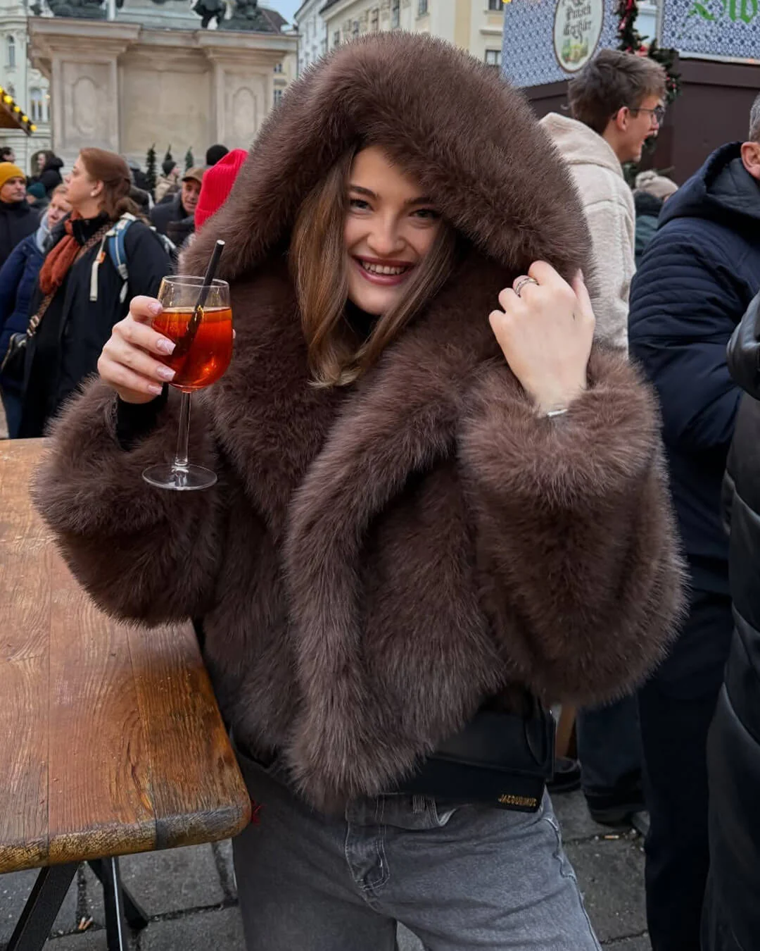 Ivy Faux Fur Hooded Short Coat - Image 4