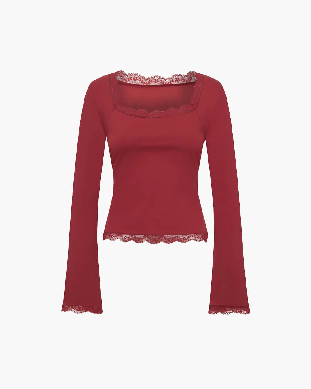 Jackie Lace Trim Square Neck Top - Image 7