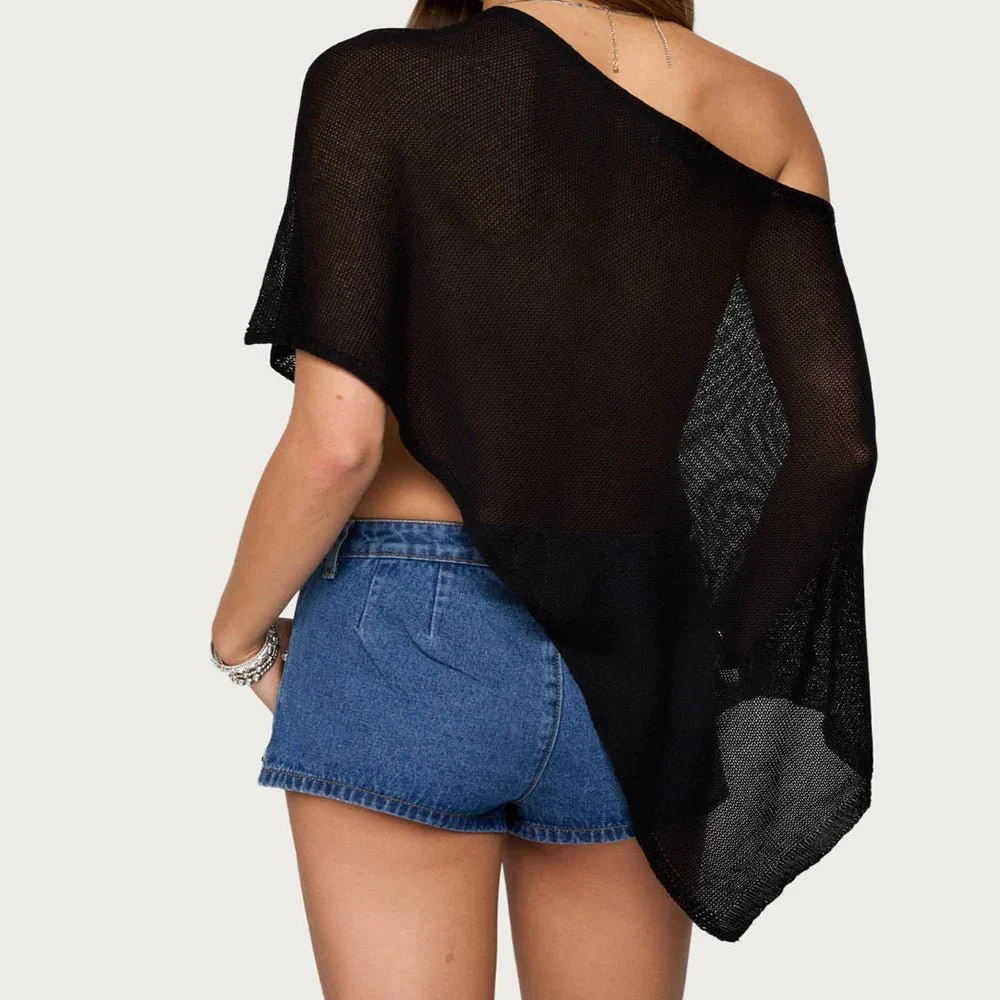 Jade Asymmetrical Sheer Poncho Top - Image 6