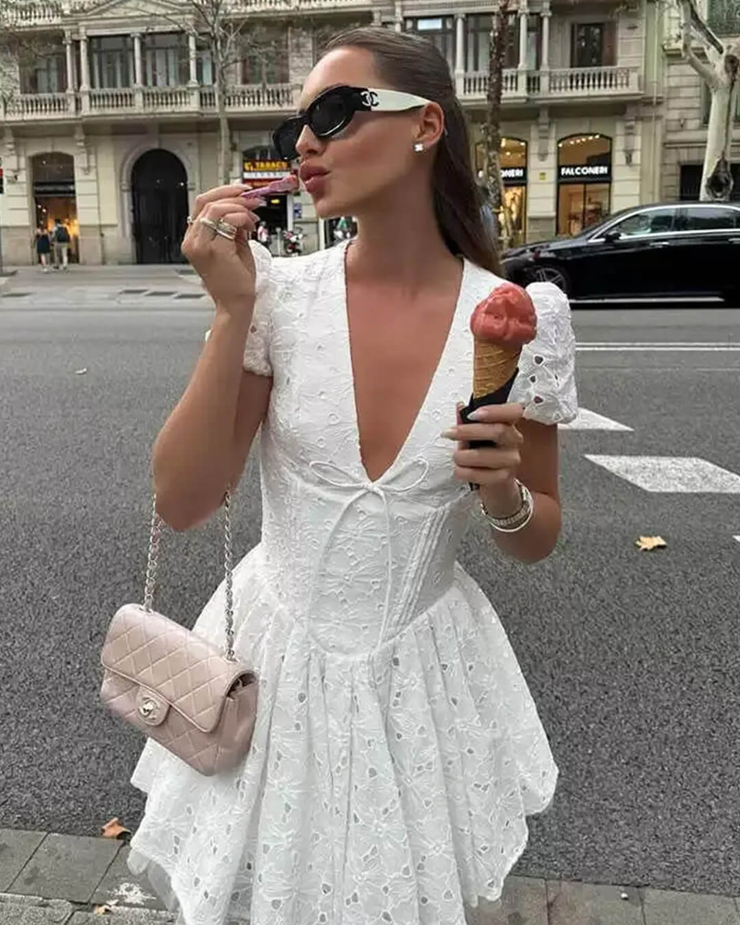 Jane Puff Sleeve Embroidered Mini Dress - Image 2