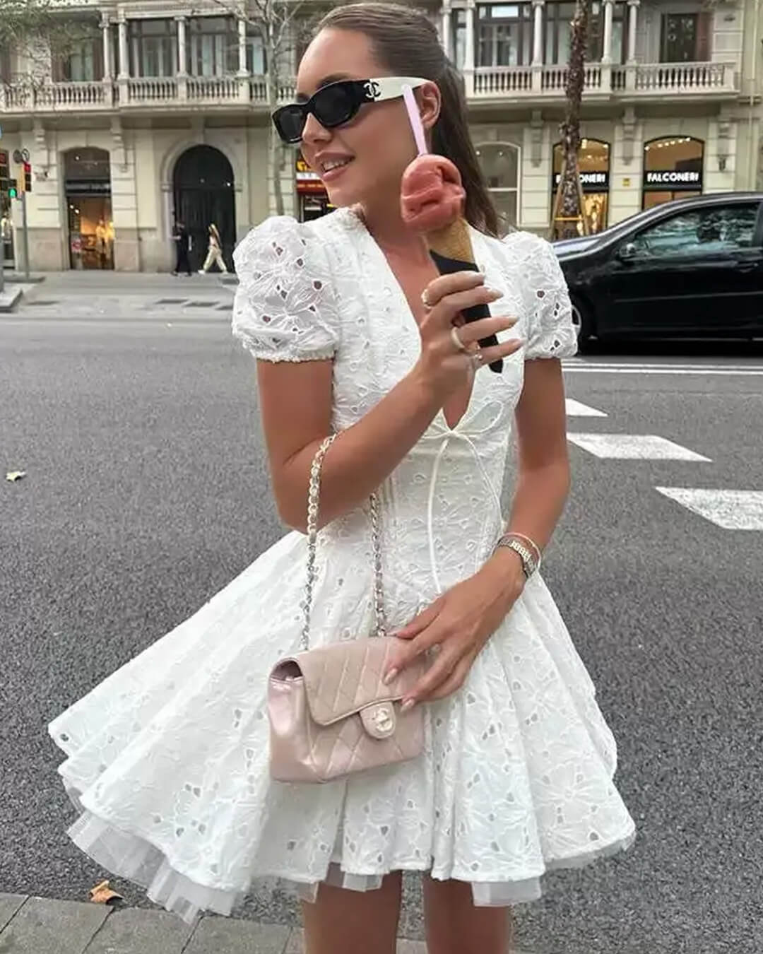 Jane Puff Sleeve Embroidered Mini Dress - Image 3