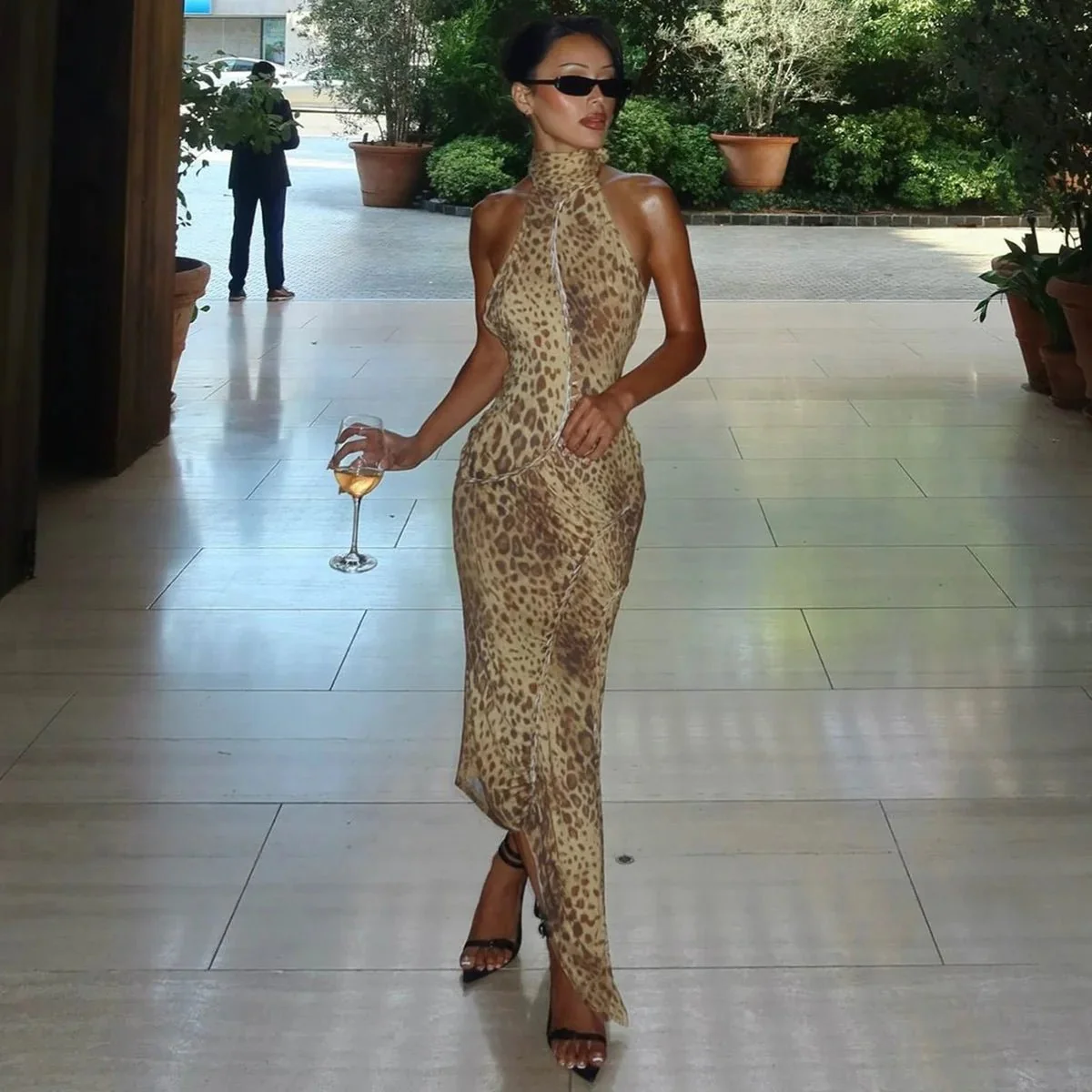 Janice Leopard Halter Maxi Dress - Image 4