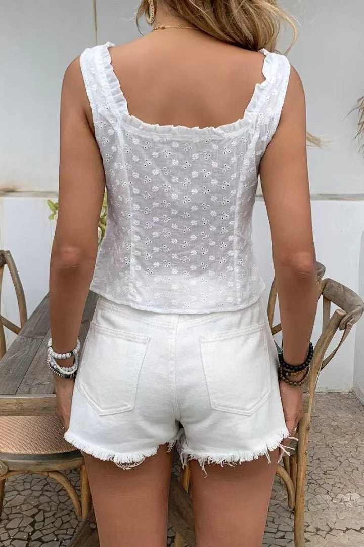 Janna Floral Jacquard Lace Tank Top - Image 3