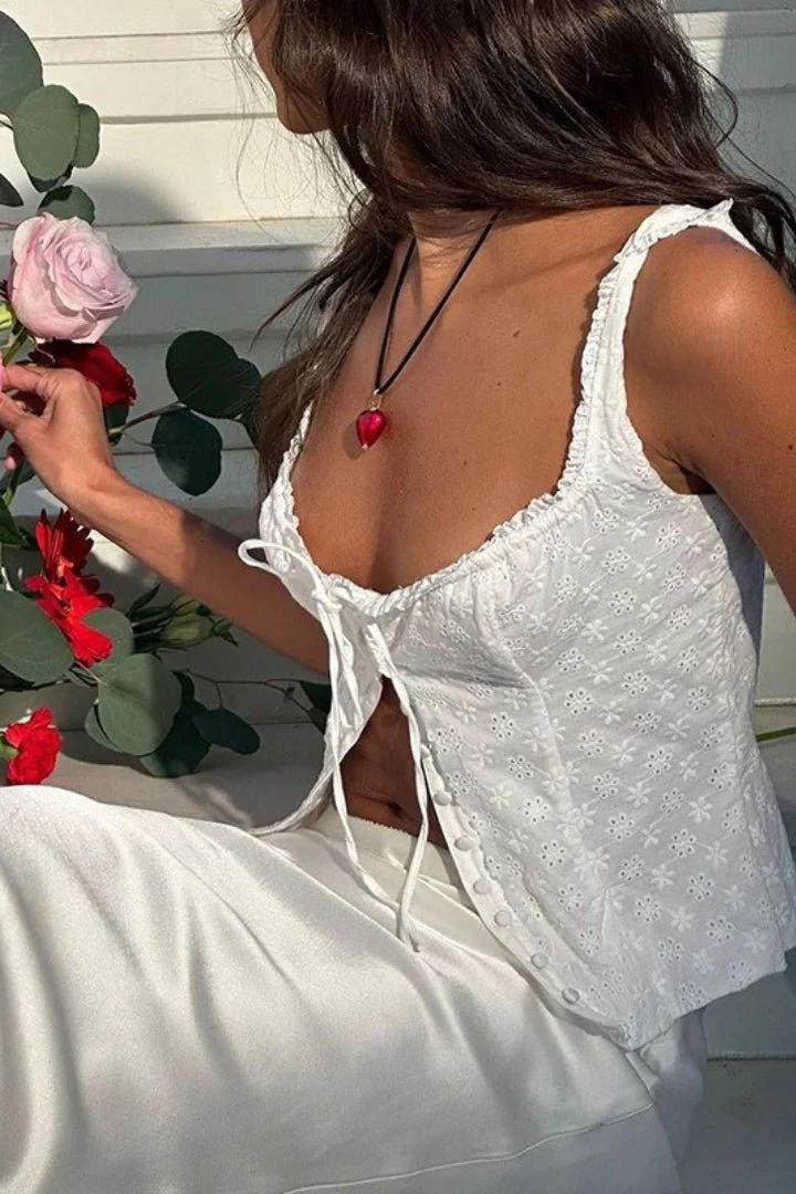 Janna Floral Jacquard Lace Tank Top - Image 4