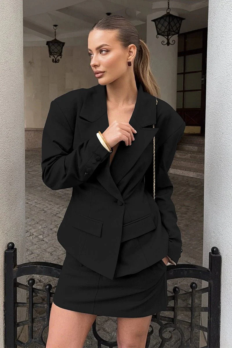 Janna Single-Button Blazer with Scarf Collar - Image 6