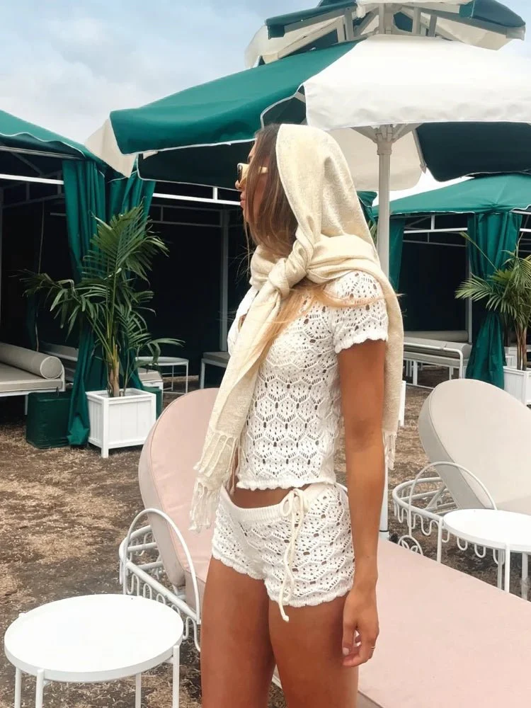 Jazelle Crochet Beach Short Set - Image 2