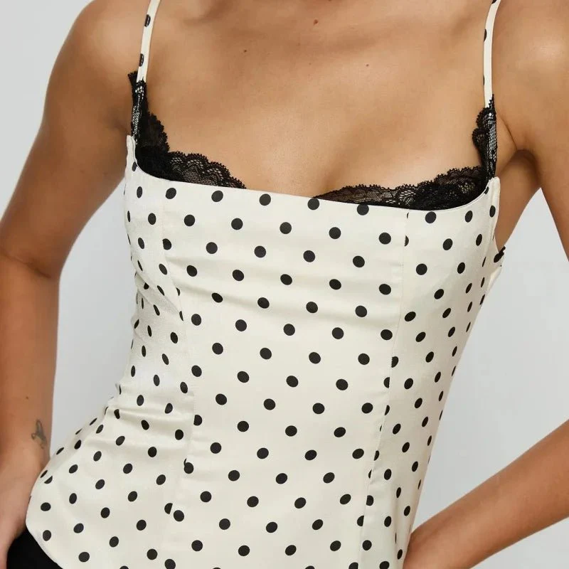 Jemima Polka Dot Lace Trim Camisole