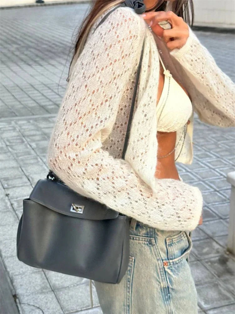 Jennifer Hollow Cropped Cardigan - Image 2
