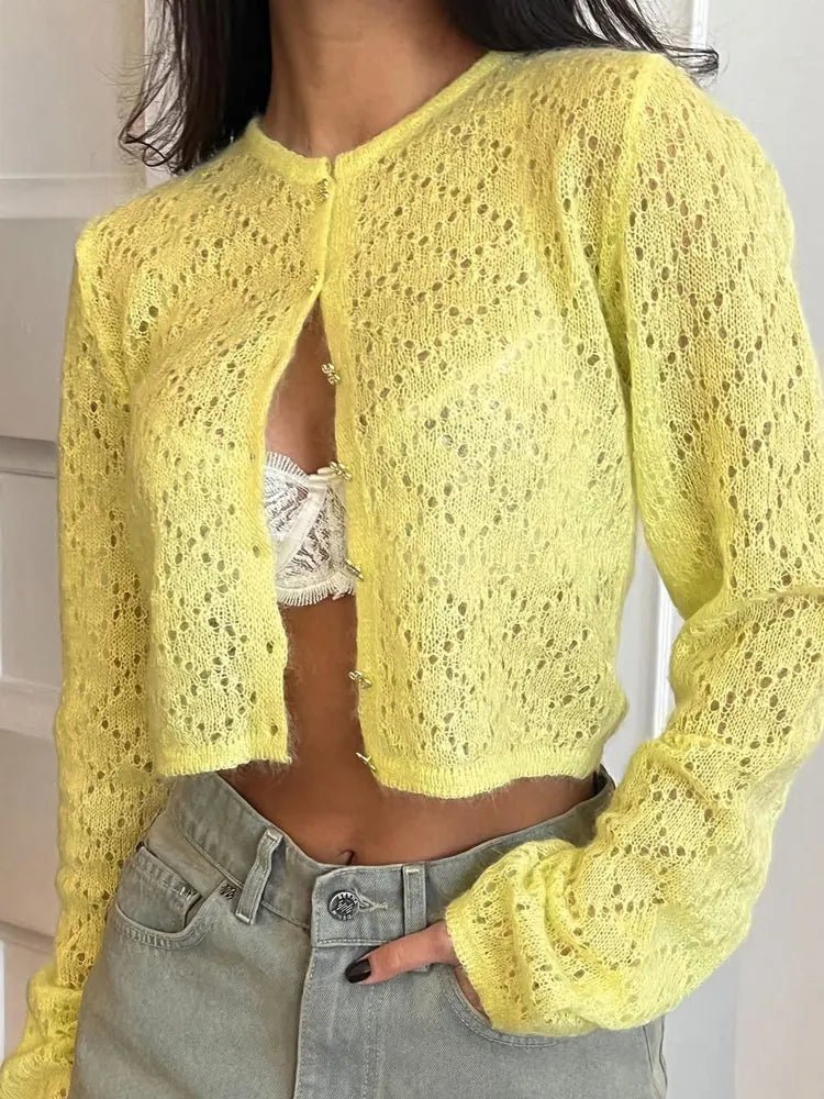 Jennifer Hollow Cropped Cardigan - Image 5