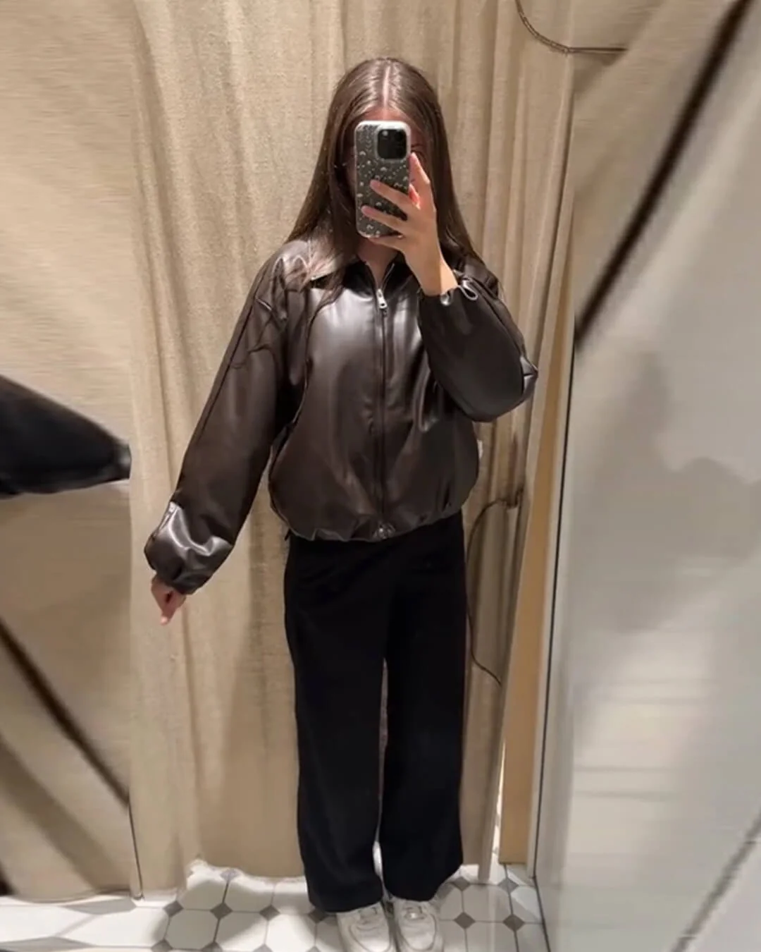 Jenny Faux Leather Bomber Jacket - Image 12