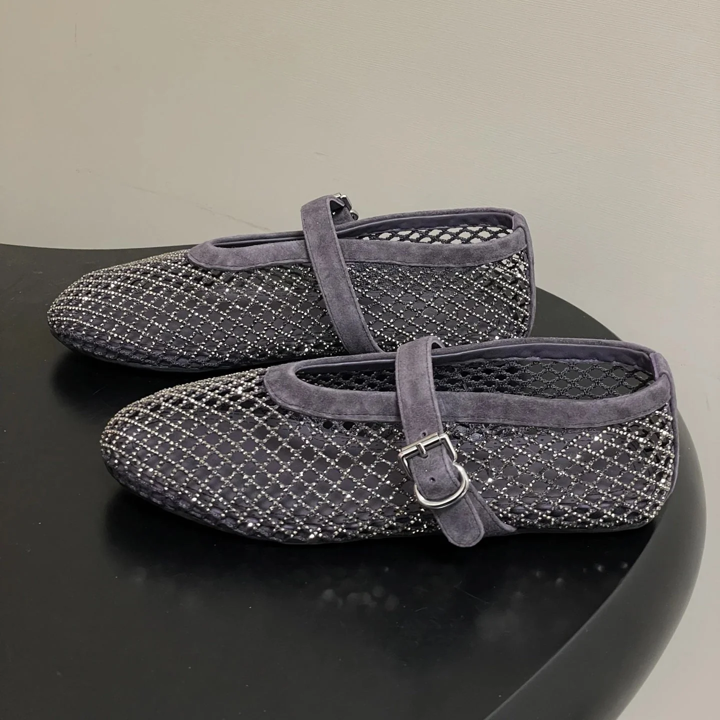 Jessica Rhinestone Mesh Ballet Flats - Image 11