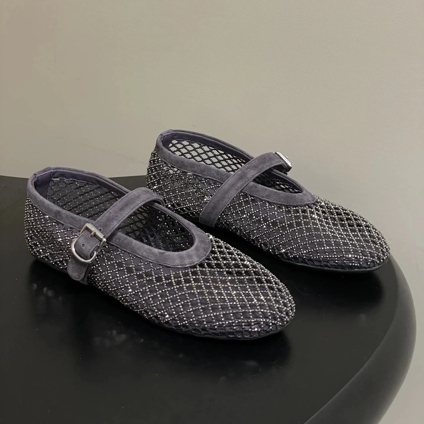 Jessica Rhinestone Mesh Ballet Flats - Image 12