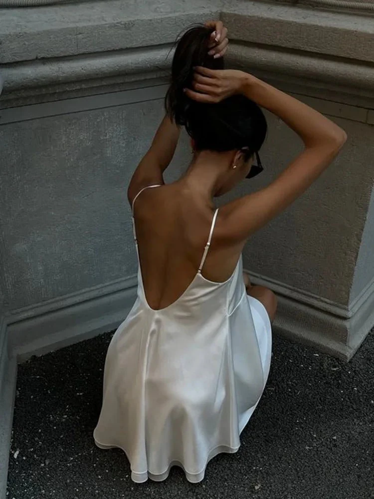 Jiselle V Neck Satin Mini Dress - Image 6
