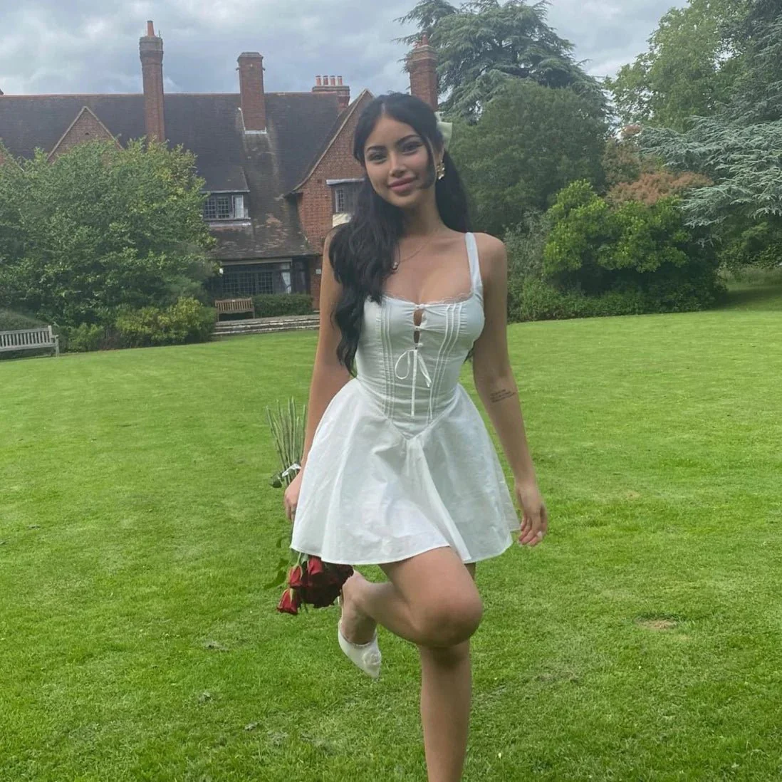 Jolie Flowy Lace Up Mini Dress - Image 3