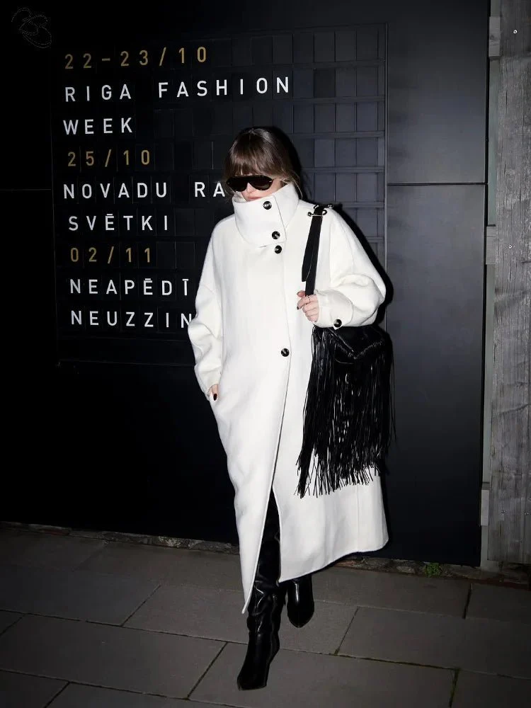 Juliana Stand Collar Long Coat - Image 4