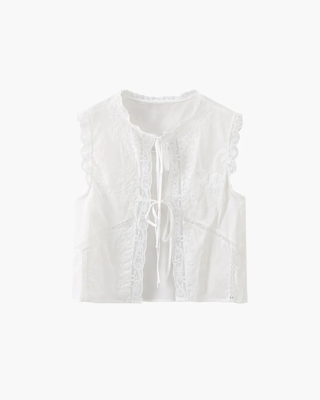 Juvie Embroidered Lace Trim Blouse - Image 4
