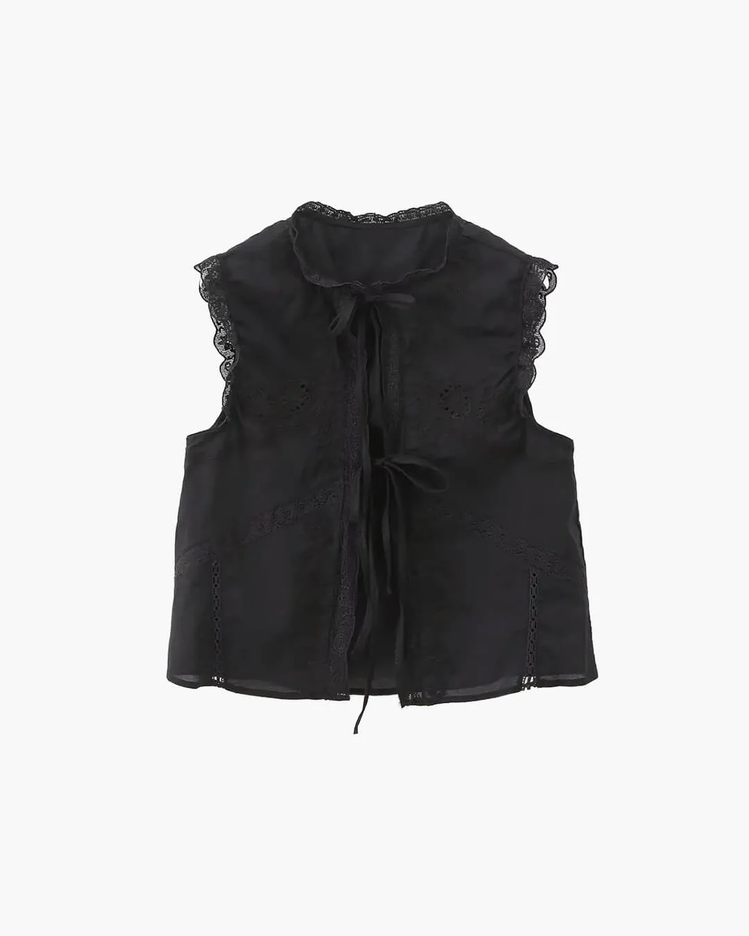 Juvie Embroidered Lace Trim Blouse - Image 8