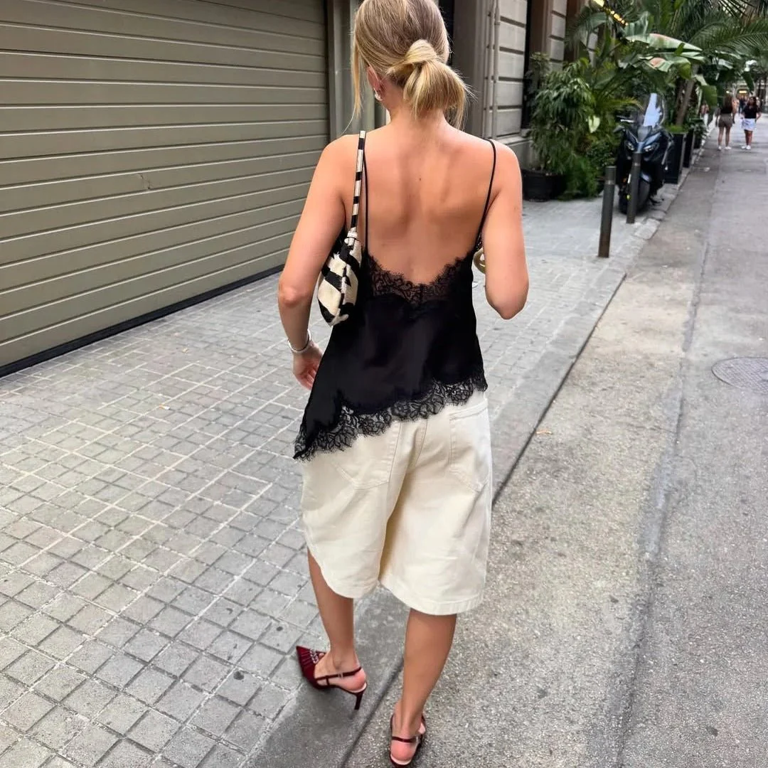 Kara Asymmetric Satin Cami Top - Image 2