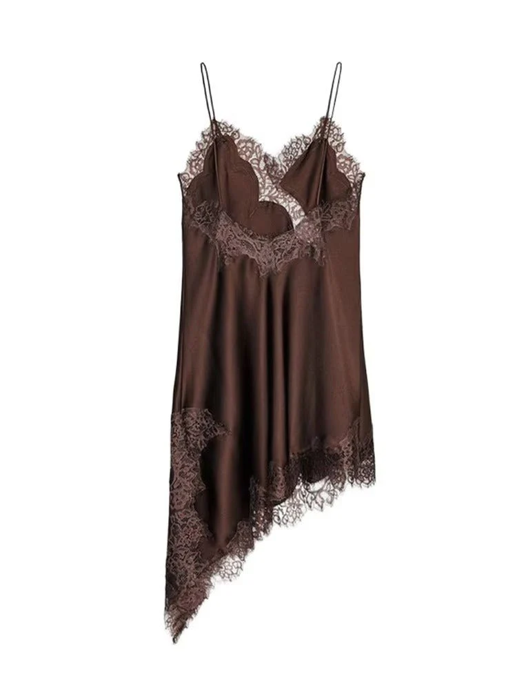 Kara Asymmetric Satin Mini Dress - Image 2