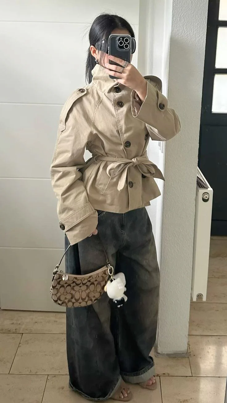 Kara Stand Collar Crop Trenchcoat - Image 11