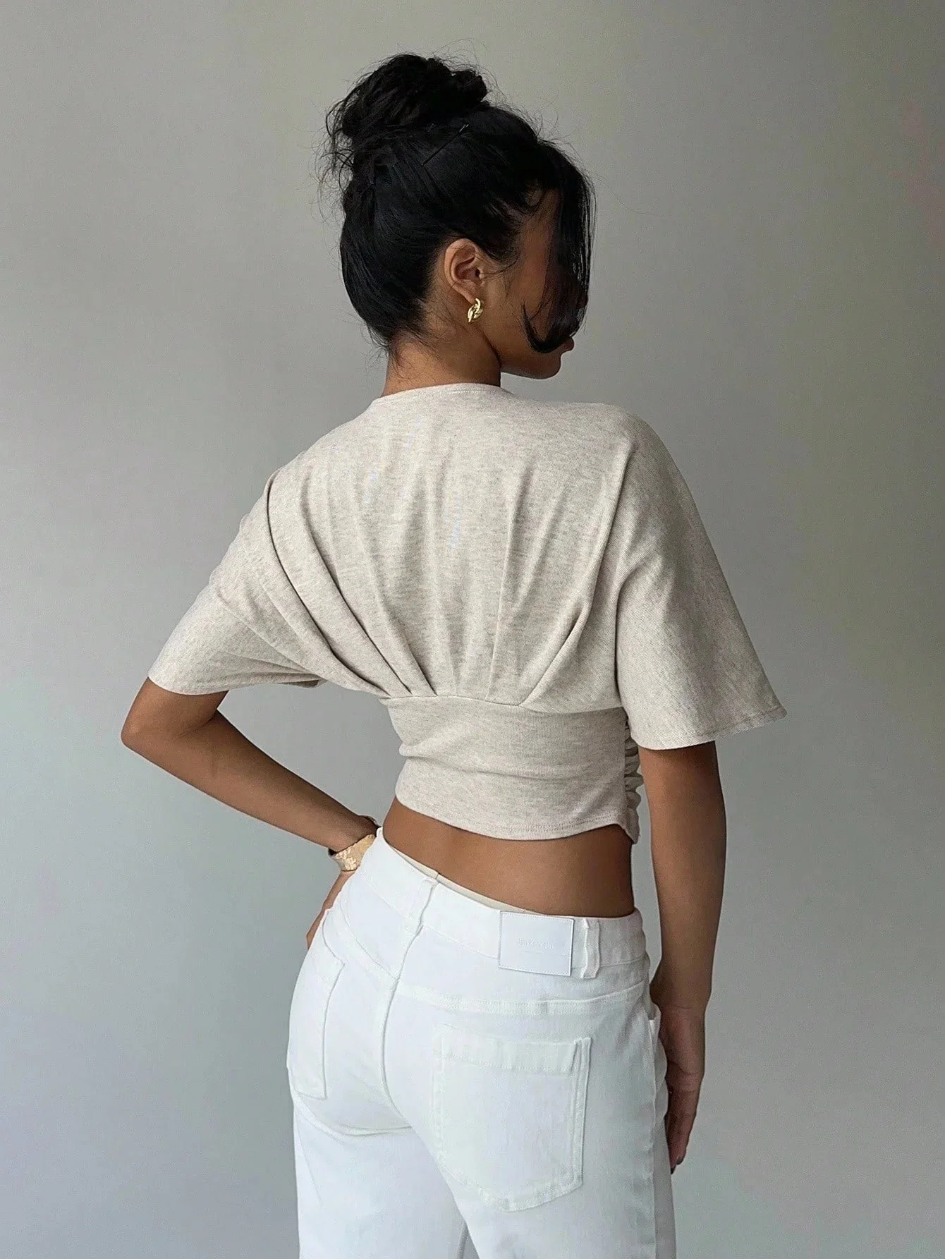 Kendra Plunged Neck Fitted Blouse - Image 2